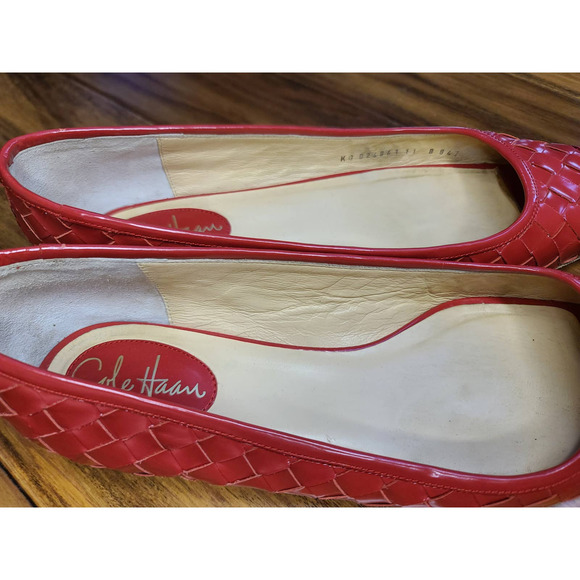 Cole Haan Women's Cherry Red Woven Loafers - Picture 3 of 4